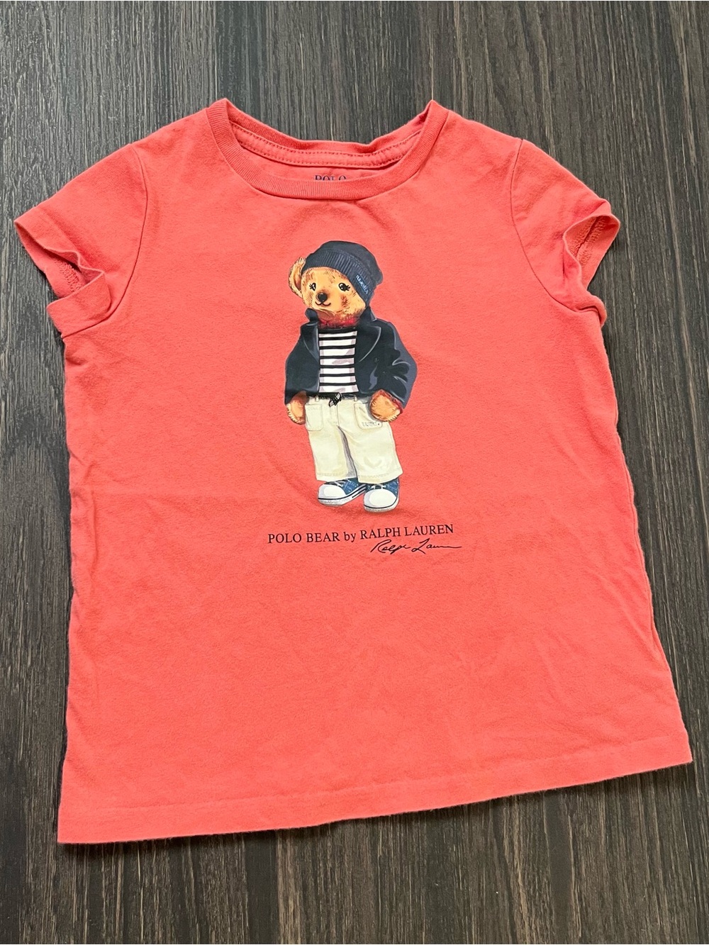 Ralph Lauren cotton jersey t-shirt featuring the iconic Polo Bear coral size 3T